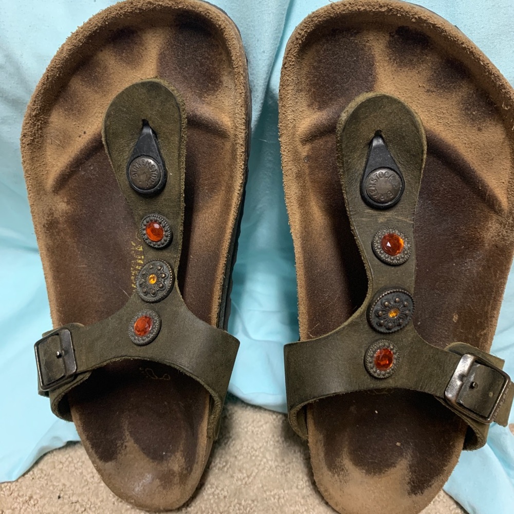 Birkenstock gizeh oiled green jeweled wmns-EU 38